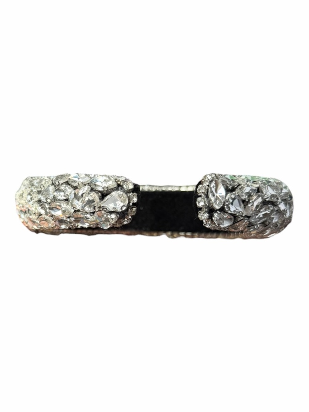 Crystal Rhinestone Padded Headband Silver Statement Wide Glam Hairpiece - Picture 8 of 9